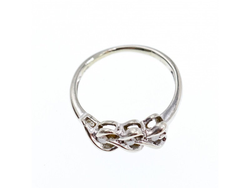 10K White Gold Diamonds "Hearts" Ring Size 7
