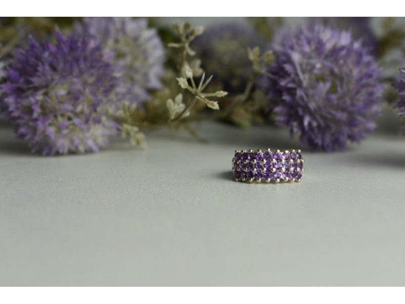 925 Sterling Silver Purple Tourmaline Ring Size 8.5