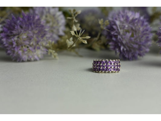 925 Sterling Silver Purple Tourmaline Ring Size 8.5
