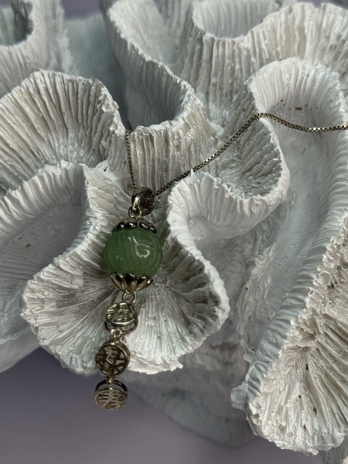 925 Sterling Silver Jadeite Necklace Length 18 Inch