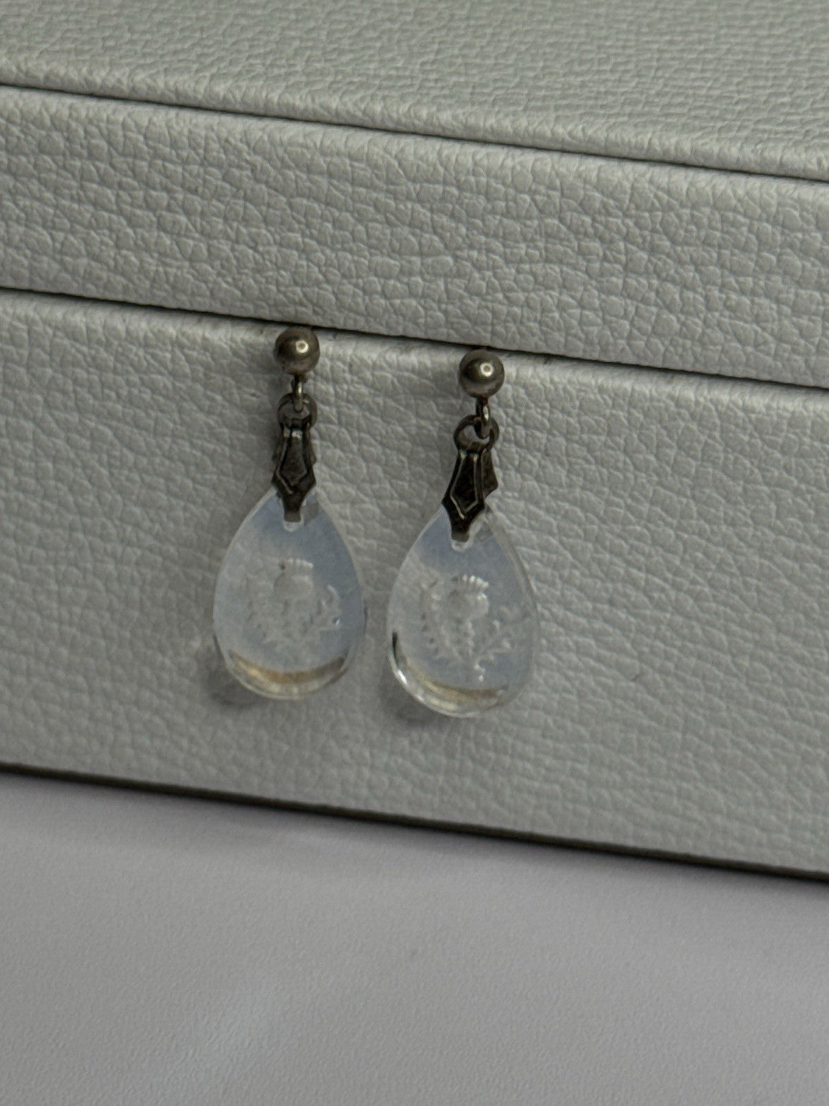 Aurora Borealis Teardrop 925 Sterling Silver Earrings Length 1 Inch