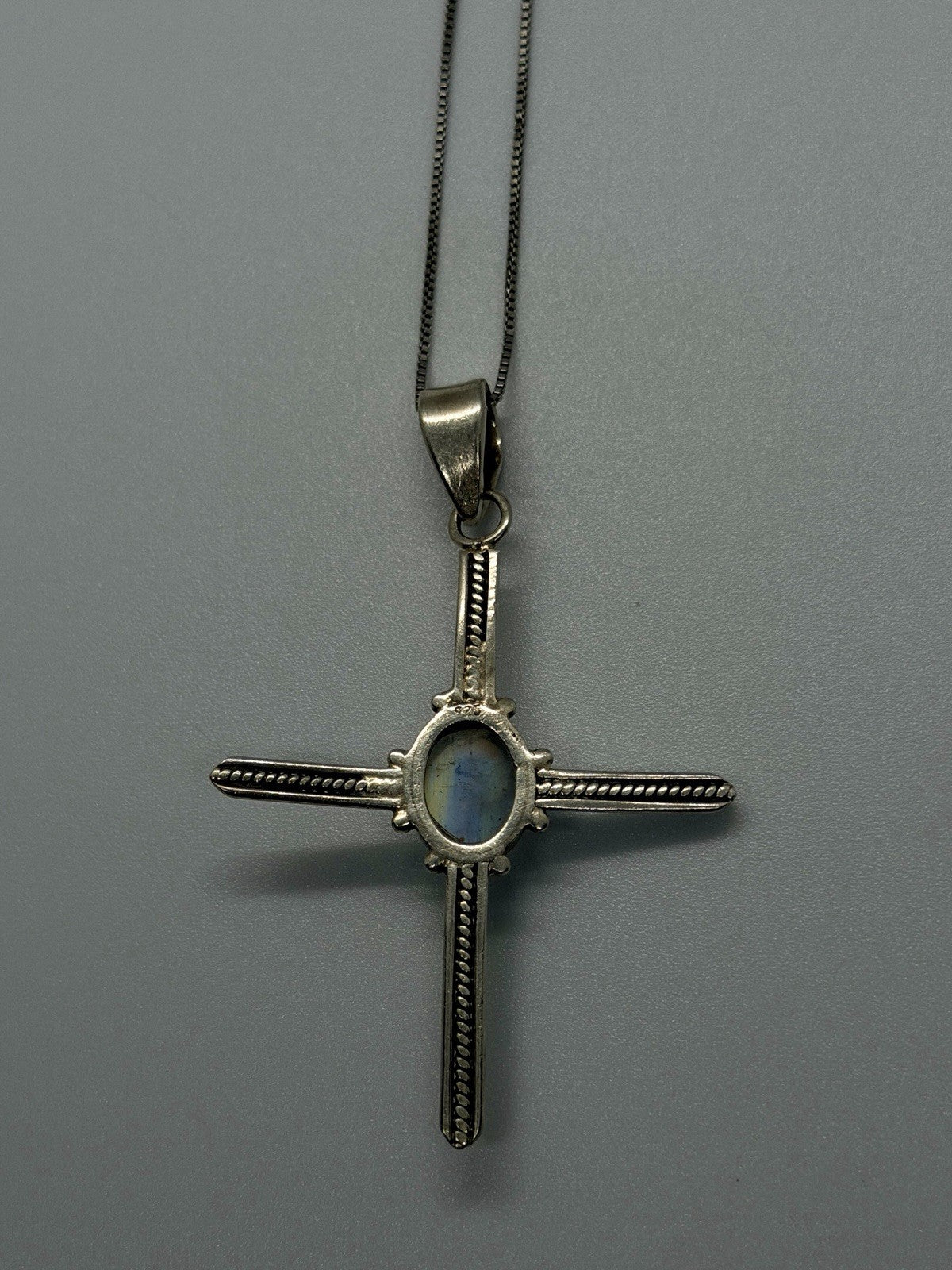 925 Sterling Silver Moonstone Cross Necklace