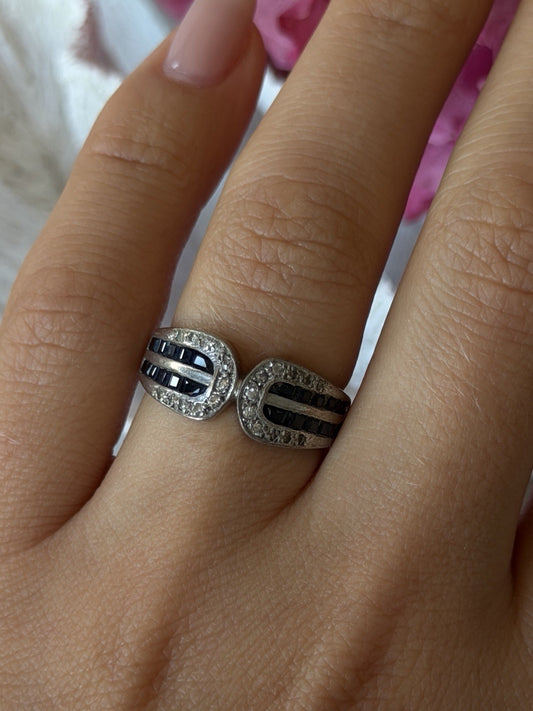 Vintage 925 Sterling Silver Sapphire & Beryl Ring Size 7
