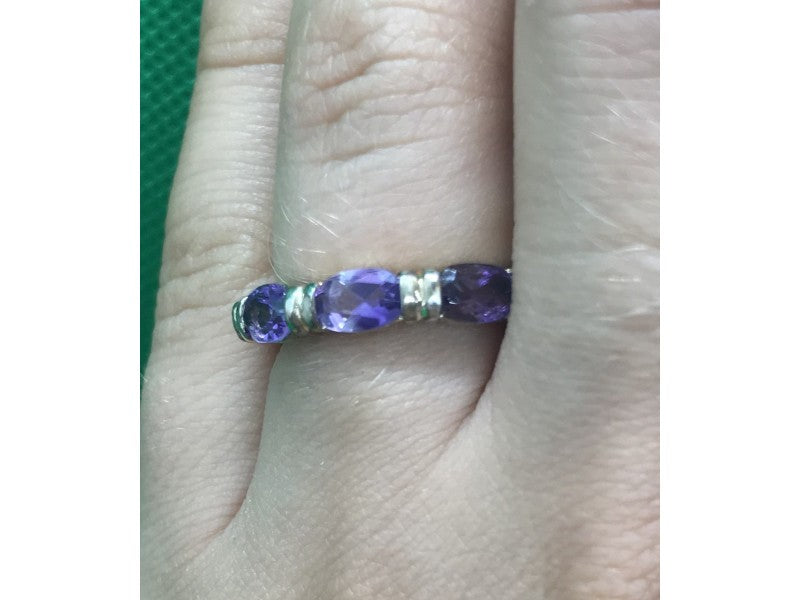 925 Sterling Silver Amethyst Ring Size 6.5