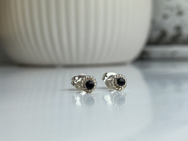 925 Sterling Silver Agate Stud Earrings