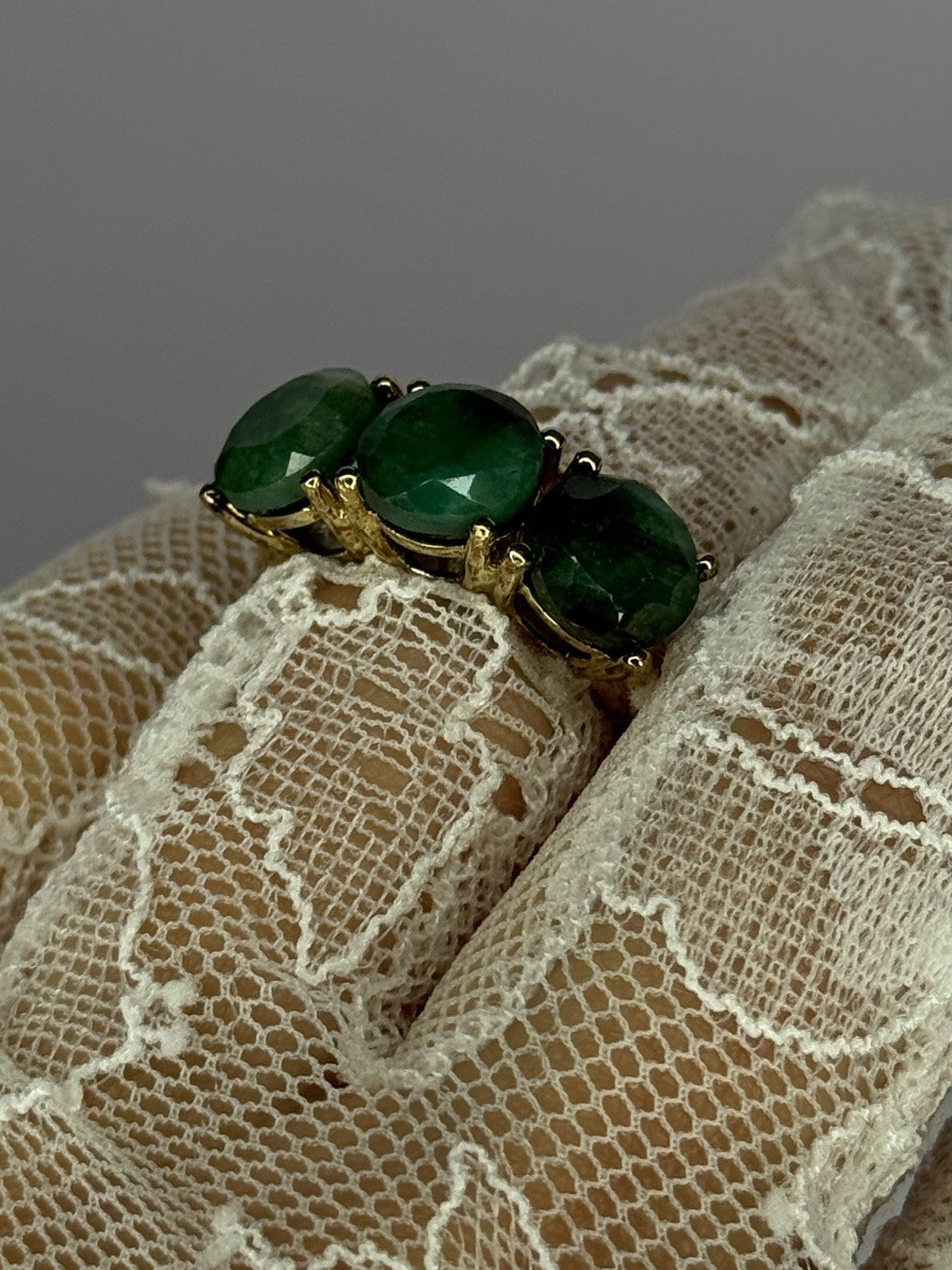 925 Sterling Silver Gold Plated Malachite Ring Size 7