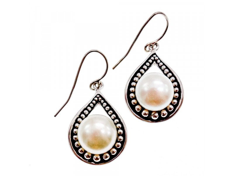 Vintage 925 Sterling Silver Pearls Earrings