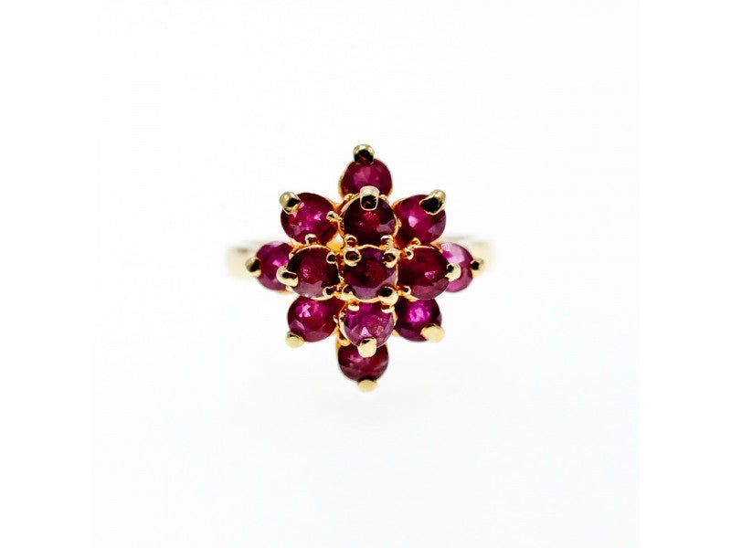 14K Yellow Gold Ruby Ring Size 6.75