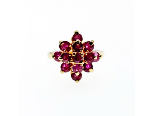 14K Yellow Gold Ruby Ring Size 6.75