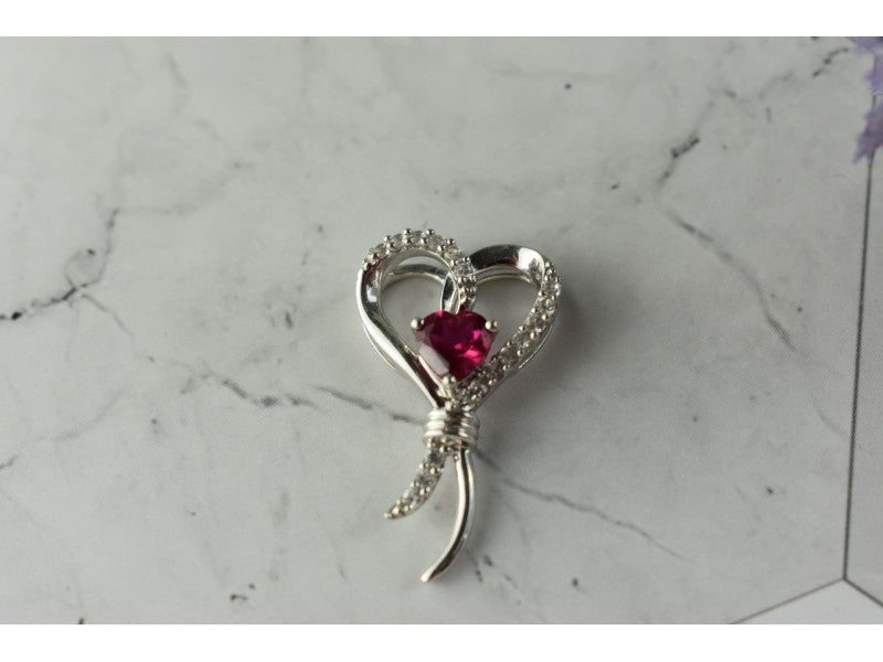 925 Sterling Silver Pink Sapphire & Colorless Quartz Pendant