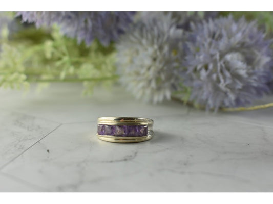 925 Sterling Silver Purple Tourmaline Ring Size 7