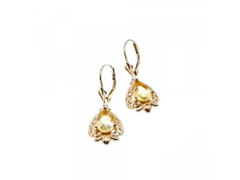 925 Sterling Silver Yellow Tourmaline Earrings