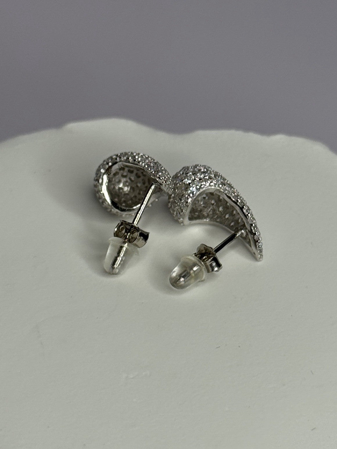 925 Sterling Silver Beautiful CZ Earrings Length 0.55