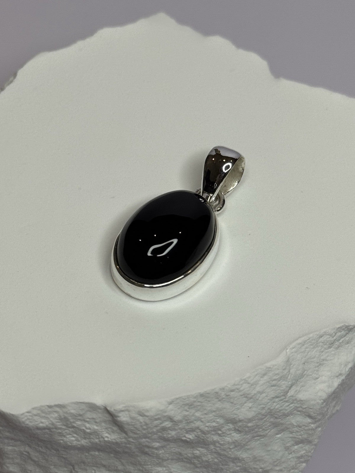 925 Sterling Silver Black Onyx Pendant Length 1.2 Inch