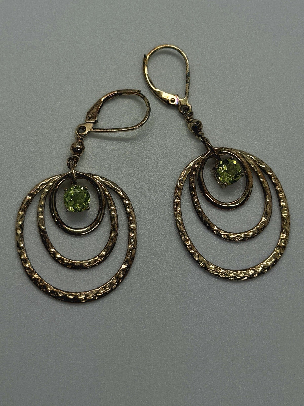 Elegant 925 Sterling Silver Gold Plated Green Peridot Earrings