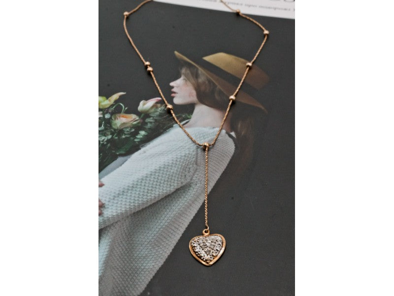 10K Yellow Gold Diamonds Heart Necklace