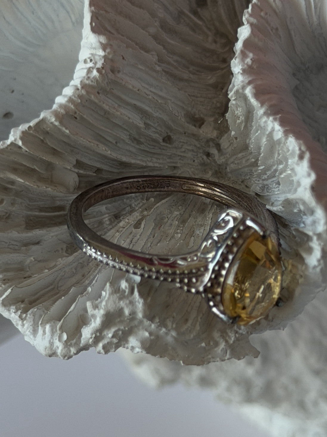 925 Sterling Silver Citrine Ring Size 7