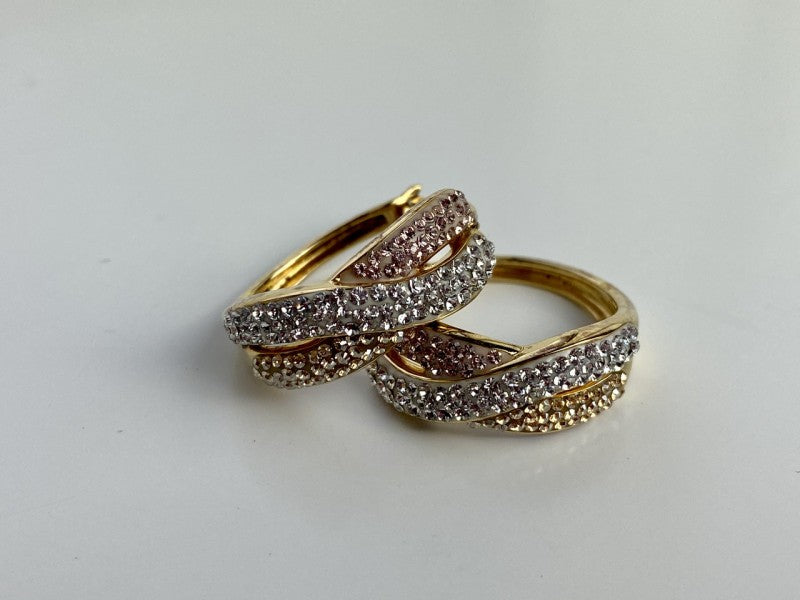 925 Sterling Silver Gold Plated Multicolor CZ Hoop Earrings