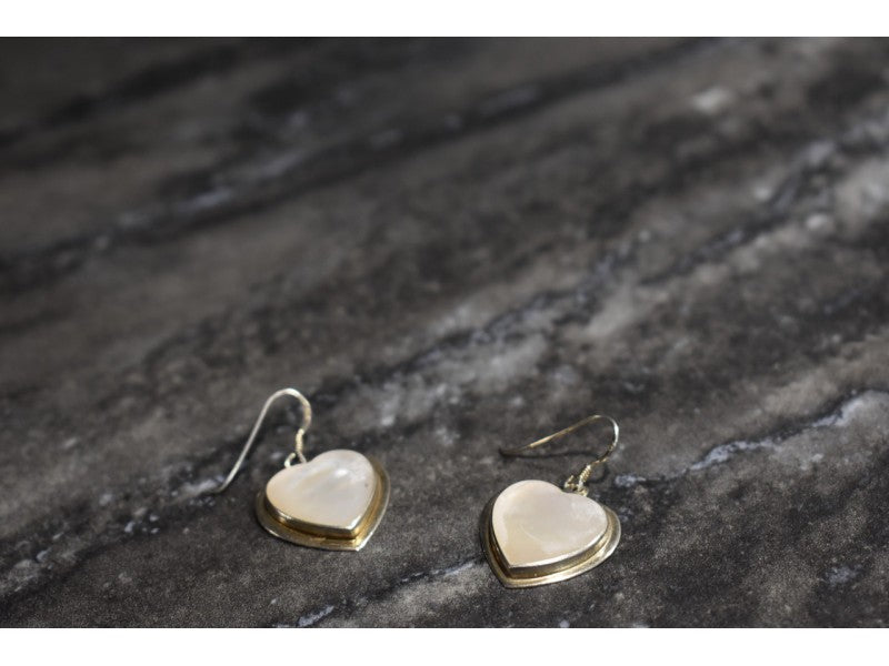 925 Sterling Silver Moonstone "Hearts" Earrings