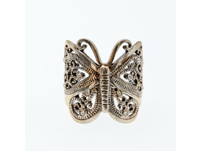 925 Sterling Silver CZ "Butterfly" Ring Size 7