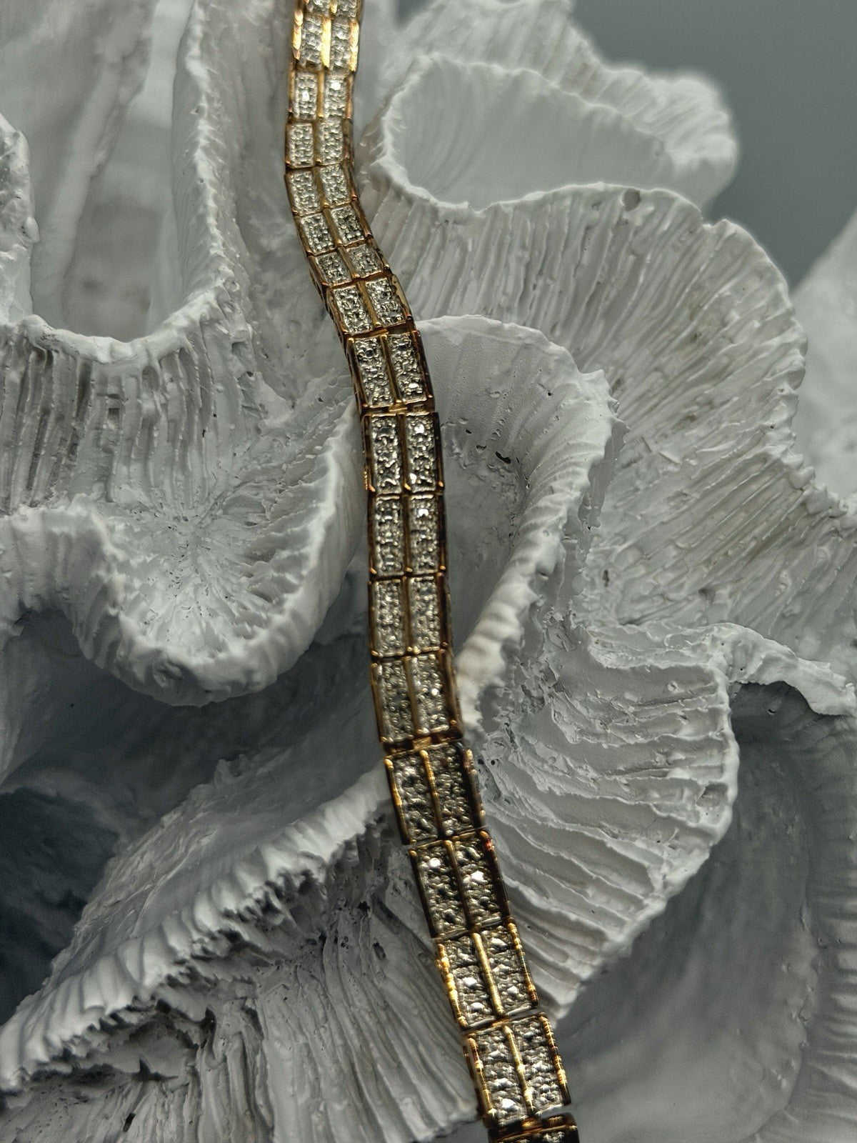 925 Sterling Silver Gold Plated Double Row Tennis Bracelet 7.5