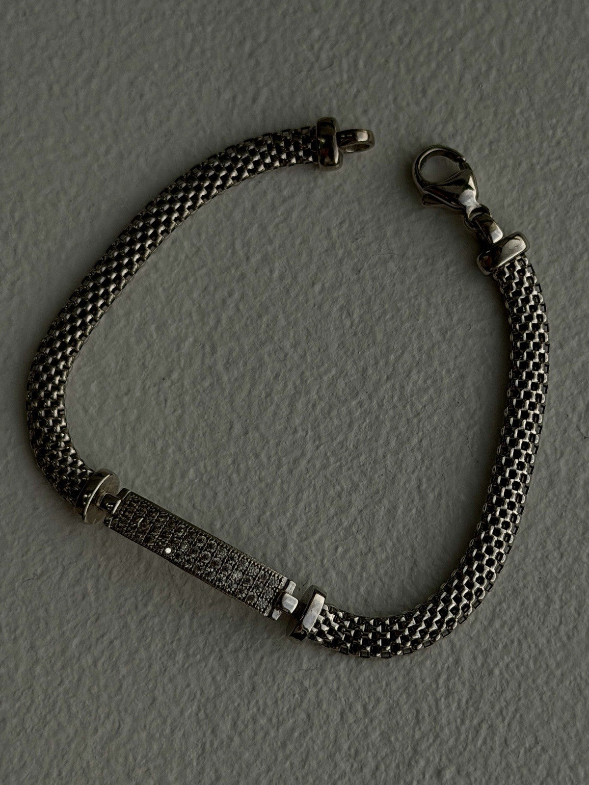 Italy Elegant 925 Sterling Silver White Colorless Topaz Bracelet 7