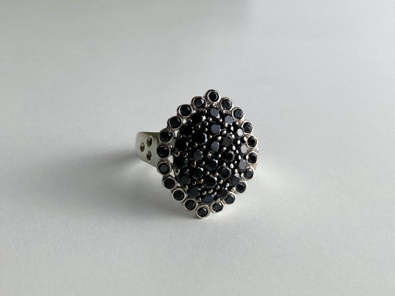 925 Sterling Silver Sapphires & CZ Ring Size 9