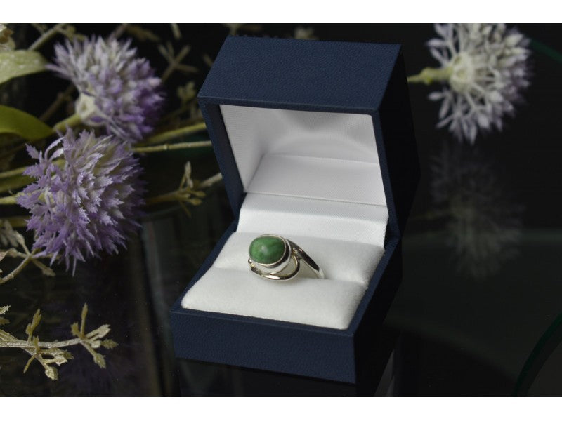 925 Sterling Silver Green Turquoise Ring Size 7.5 Mexico