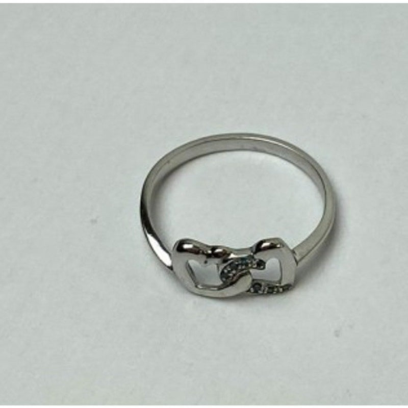 925 Sterling Silver Aquamarine "Hearts" Ring Size 7