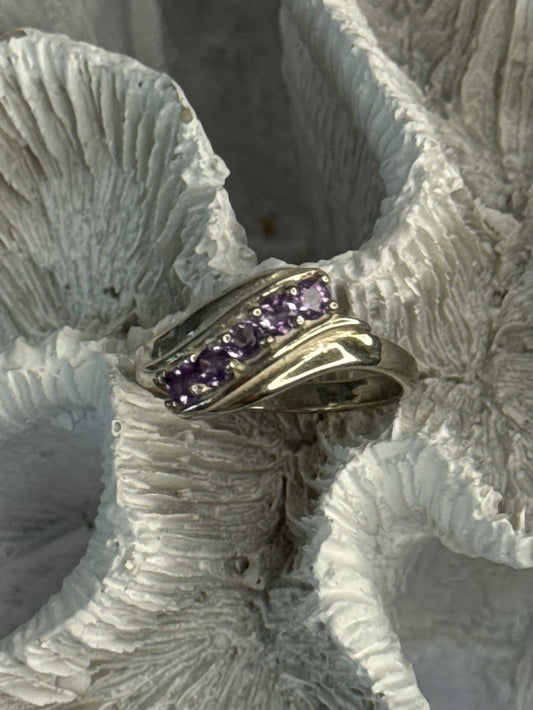 Elegant 925 Sterling Silver Amethyst Ring Size 9.5
