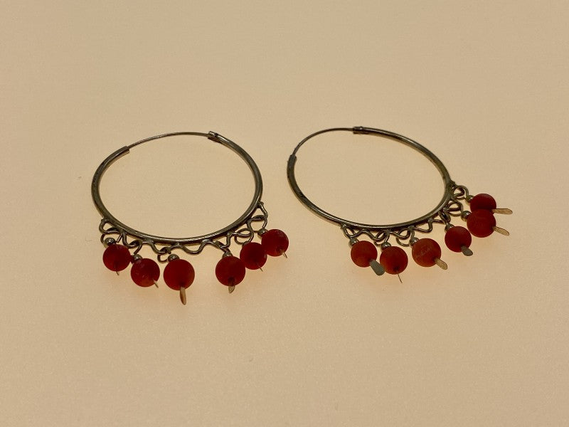 Vintage 925 Sterling Silver "East" Agate Earrings