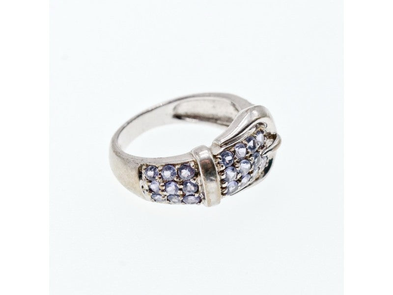 925 Sterling Silver CZ "Belt" Ring Size 6.5