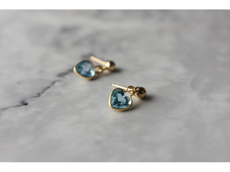 10K Yellow Gold Blue Spinel Earrings