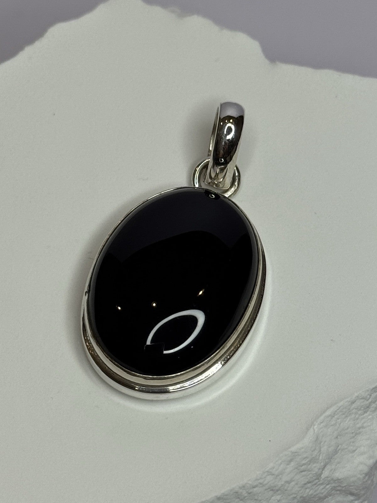 925 Sterling Silver Black Onyx Pendant Length 1.7 Inch
