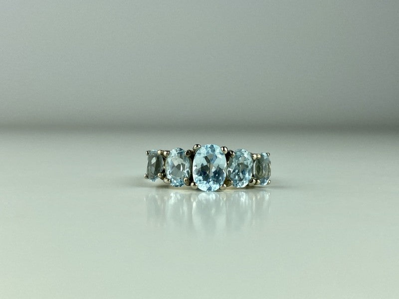 925 Sterling Silver Blue Spinel Ring Size 6.5