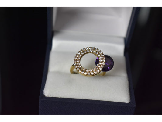 925 Sterling Silver with Gilding Violet Alpanite & CZ Set