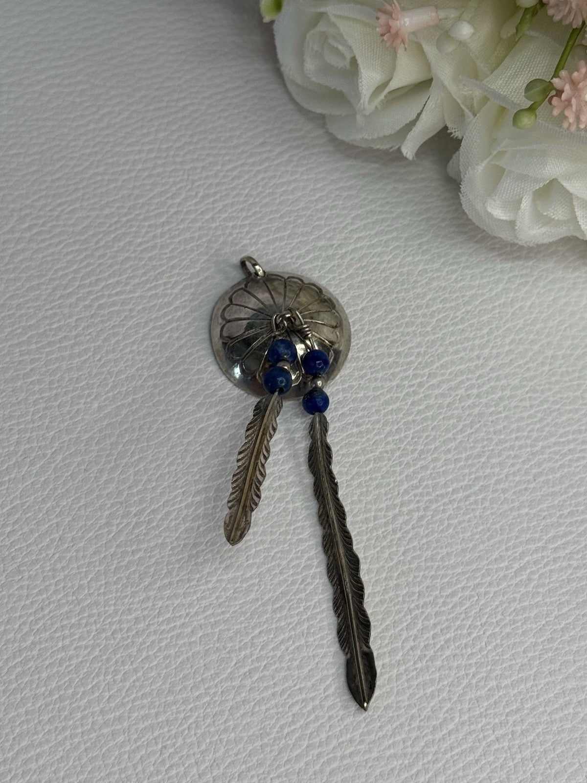 Vintage Native American 925 Sterling Silver Lapis Pendant Length 2.70 Inch