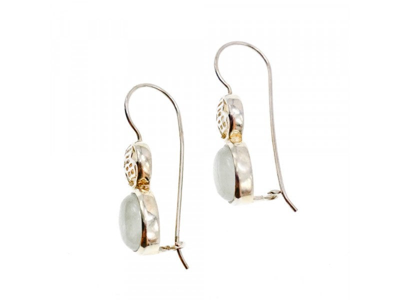 925 Sterling Silver White Jadeite Earrings