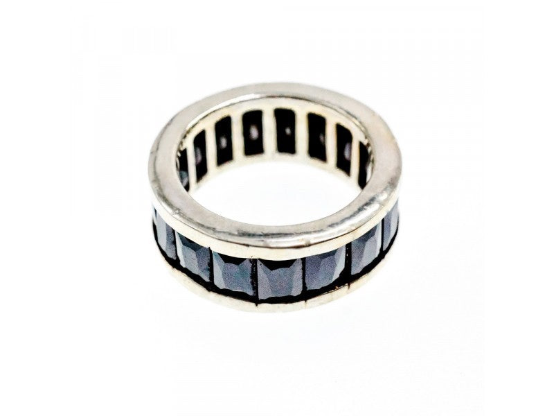 925 Sterling Silver Blue CZ Ring Size 7.5
