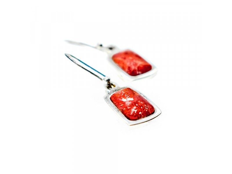 Vintage 925 Sterling Silver Red Jasper Earrings