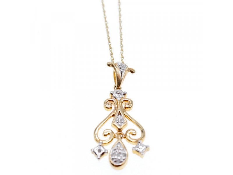 10K YELLOW GOLD DIAMONDS CHAIN WITH PENDANT