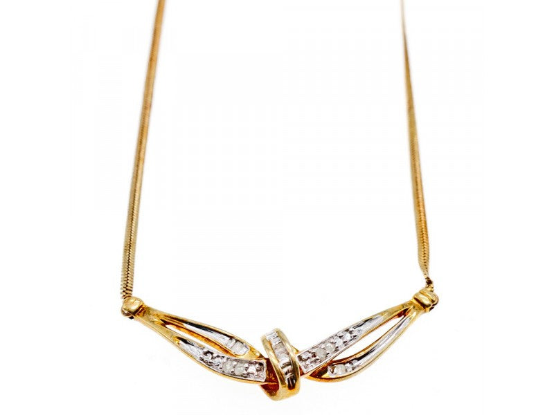 925 Sterling Silver Gold Plated White Spinel Necklace 17.7 in