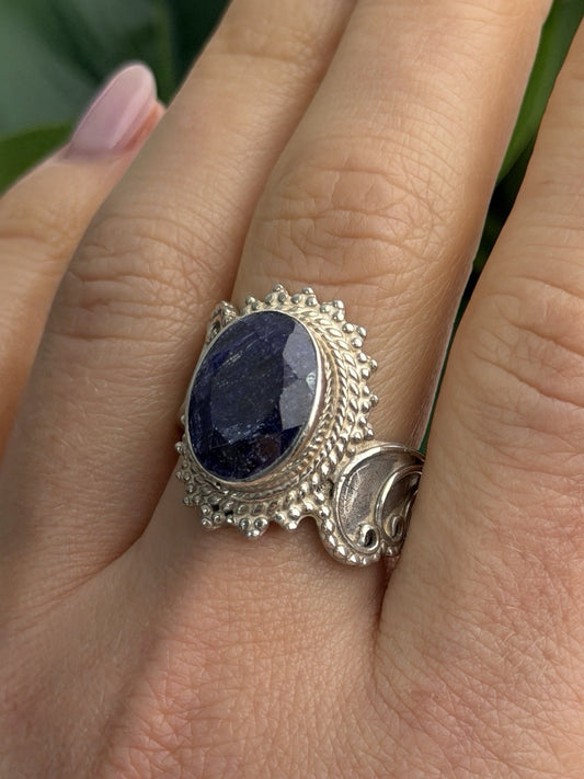 Vintage 925 Sterling Silver Sapphire Ring Size 9