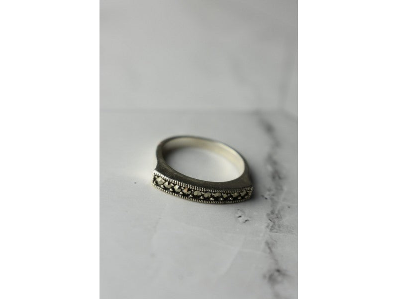 925 Sterling Silver Marcasites Ring Size 6.5
