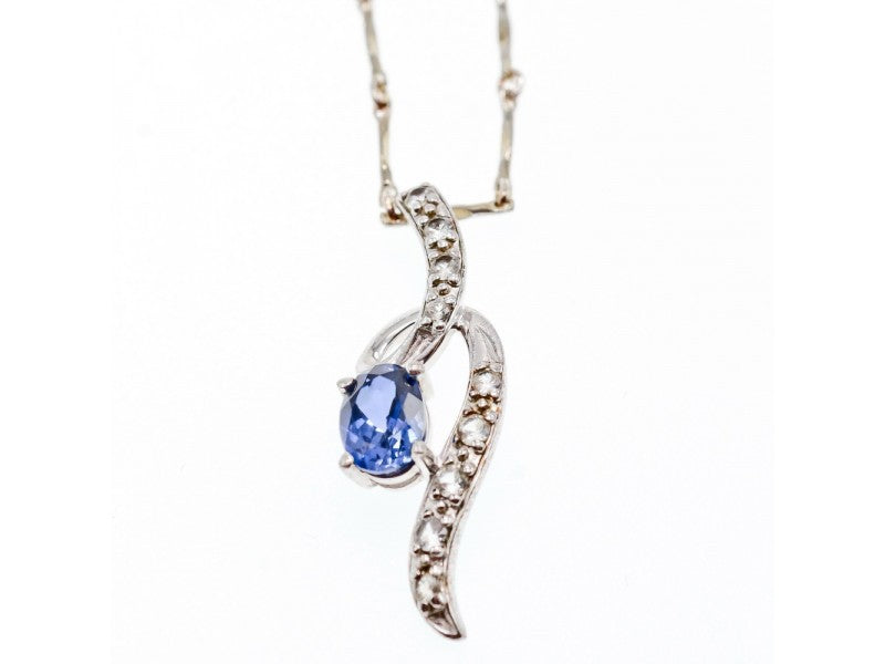 925 Sterling Silver London Blue & White Topaz Chain With Pendant(2)