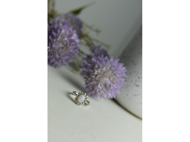 Vintage 925 Sterling Silver Opal & Quartz Ring Size 5.5