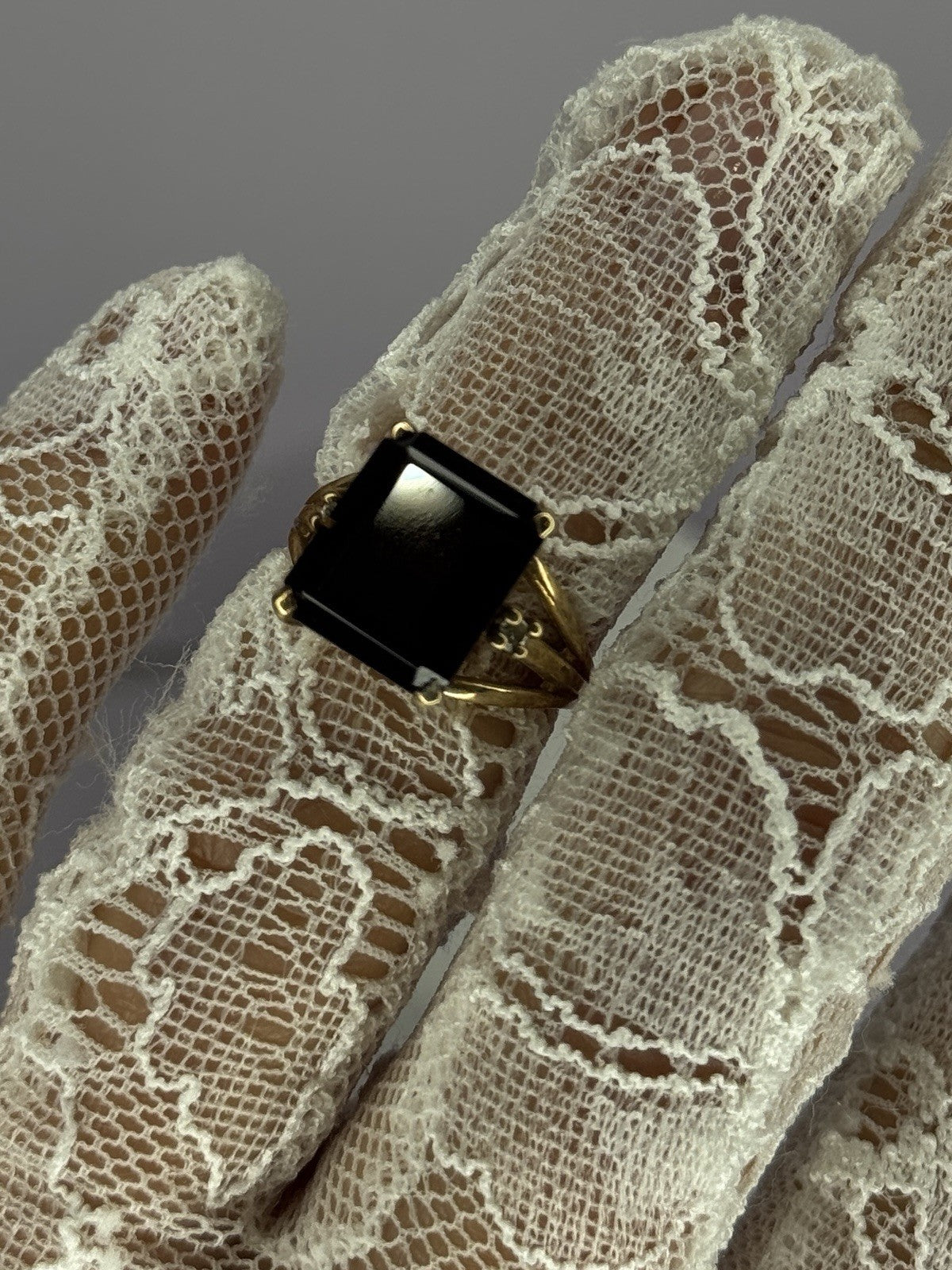 10K Yellow Gold Brown Tourmaline & Diamonds Ring Size 6