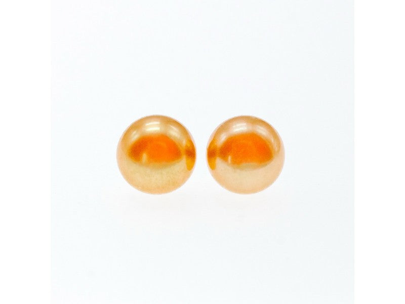 925 Sterling Silver Orange Pearls Stud Earrings