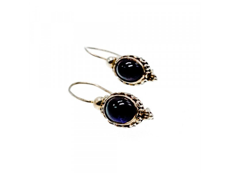 Vintage 925 Sterling Silver Agate Earrings
