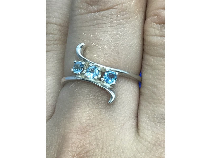 925 Sterling Silver Blue Spinel Ring Size 8